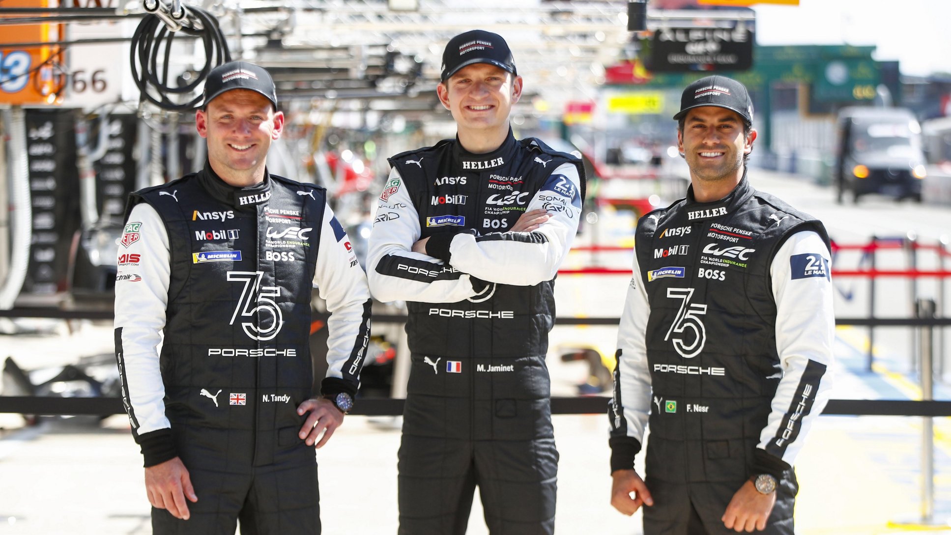 Nick Tandy, Mathieu Jaminet, Felipe Nasr (i-d), Porsche Penske Motorsport, 2024, Porsche AG