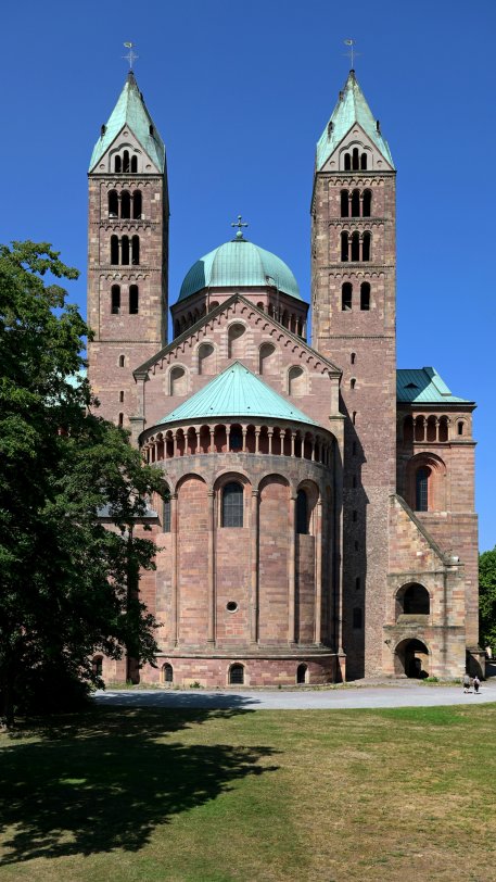 Dom zu Speyer, Ostseite, Ansicht auf die Apsis und die Osttürme