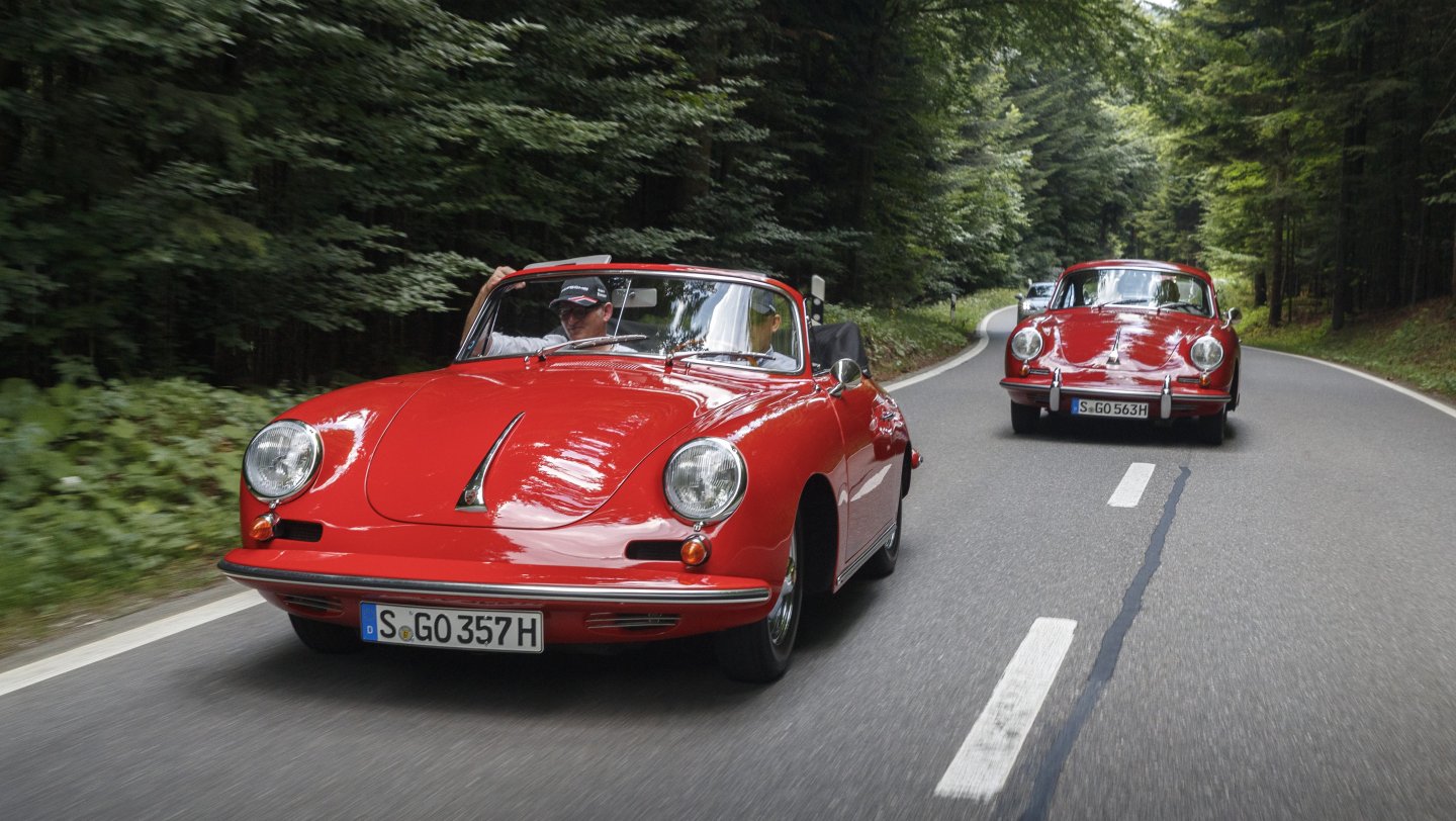 Porsche 356 B 2000 GS Carrera 2 Cabriolet (1962), Porsche 356 B 1600 Super 90 Coupé (1963), l-r, Bern, 2018, Porsche AG