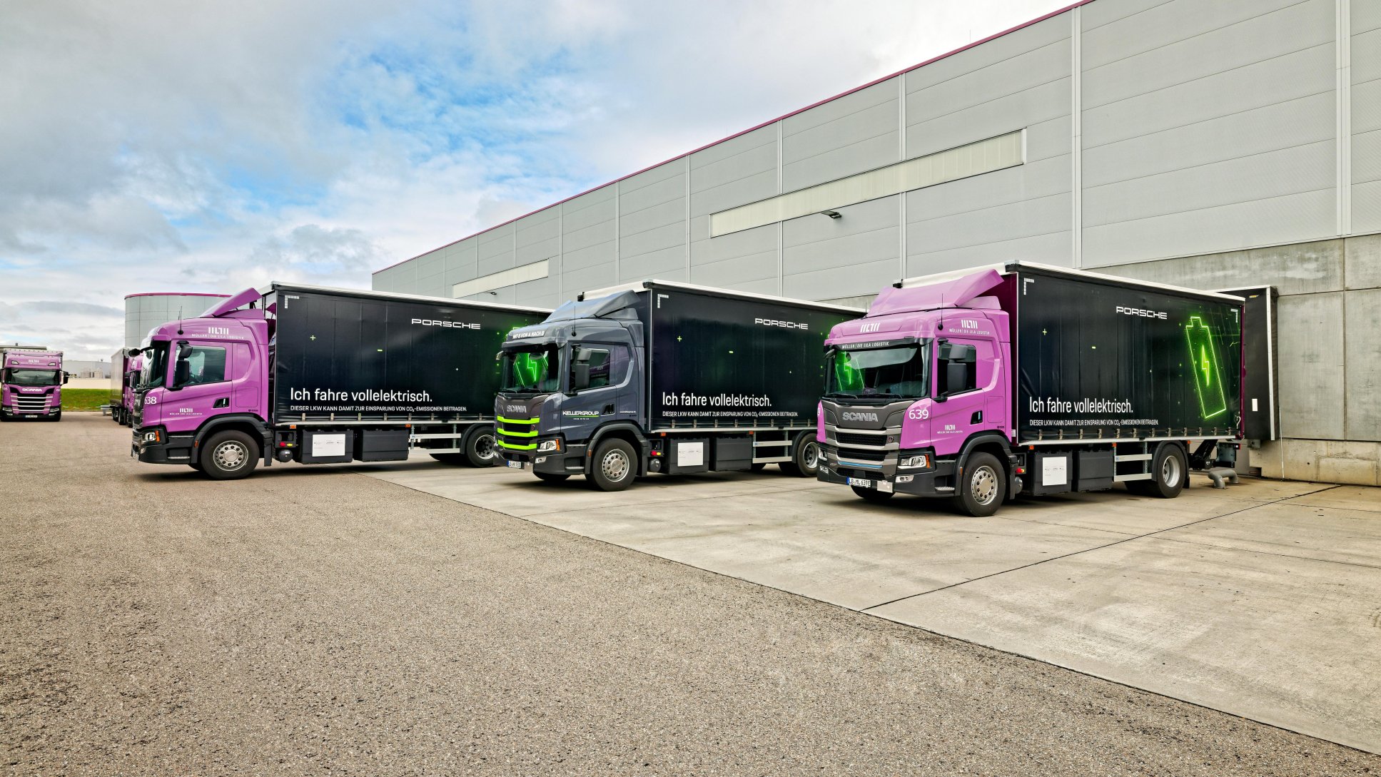 Electric trucks in use for material supply at Porsche logistics of the Zuffenhausen plant, 2024, Porsche AG