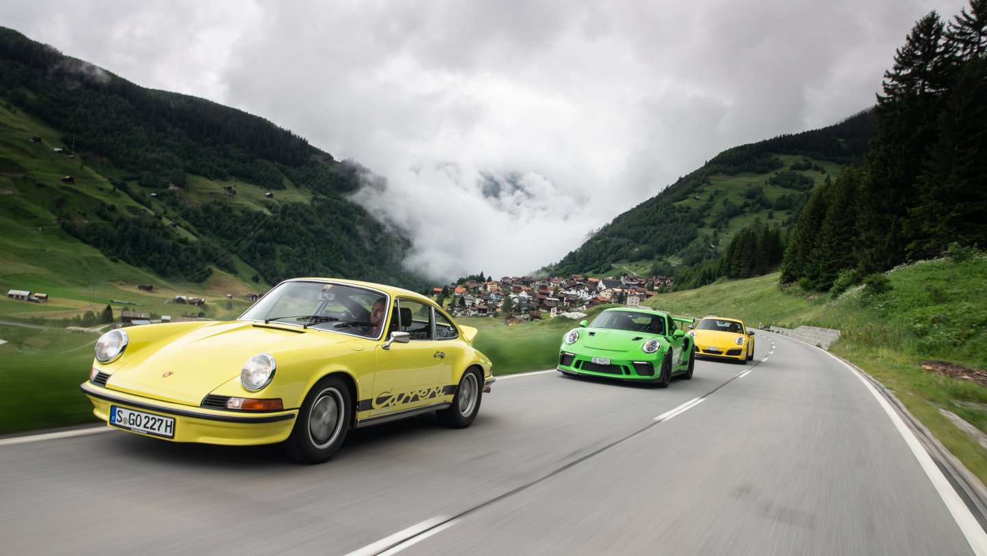 911 Carrera RS 2.7 Touring, 911 GT3 RS, 911 Carrera T, Schweiz, 2018, Porsche AG