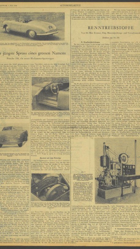 Erster Testbericht eines Porsche Sportwagens in der Automobil-Revue (CH), 1948, Schweiz, 2018, Porsche AG