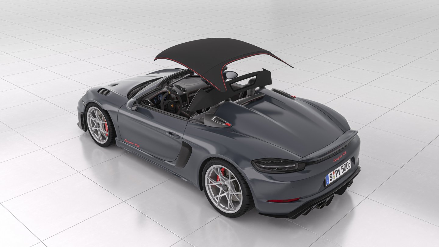 718 Spyder RS: lightweight convertible top ‒ awning and weather bulkhead