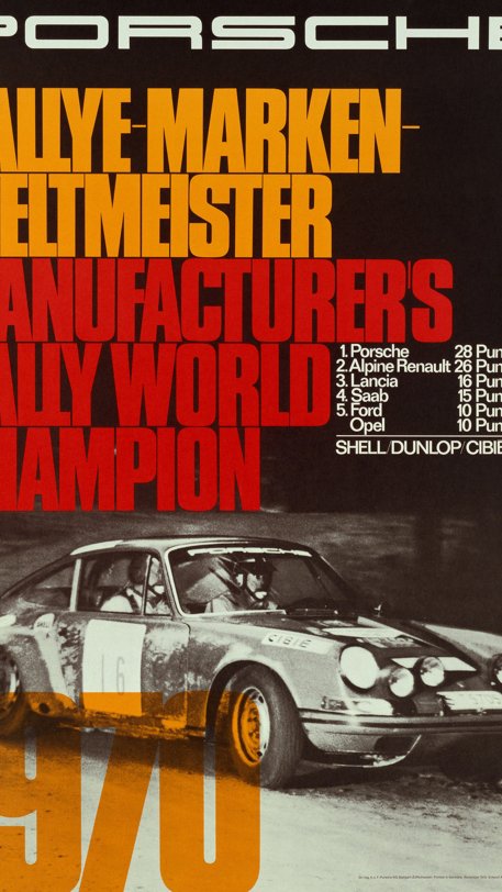 1970, Porsche Rallye Manufacturers Rally World Champion